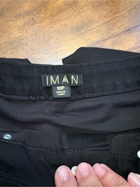 IMAN Black Women's Trousers with Button Detail